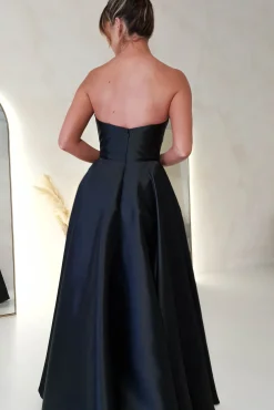 Discount Miya Corset A-Line Satin Gown | Black Lange Kleider|Maxikleider