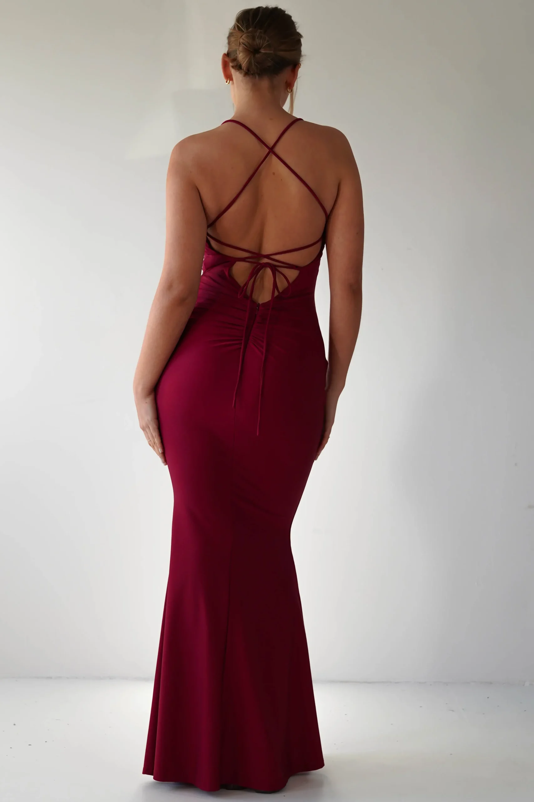 Fashion Monette Bodycon Maxi Gown | Burgundy Lange Kleider|Maxikleider
