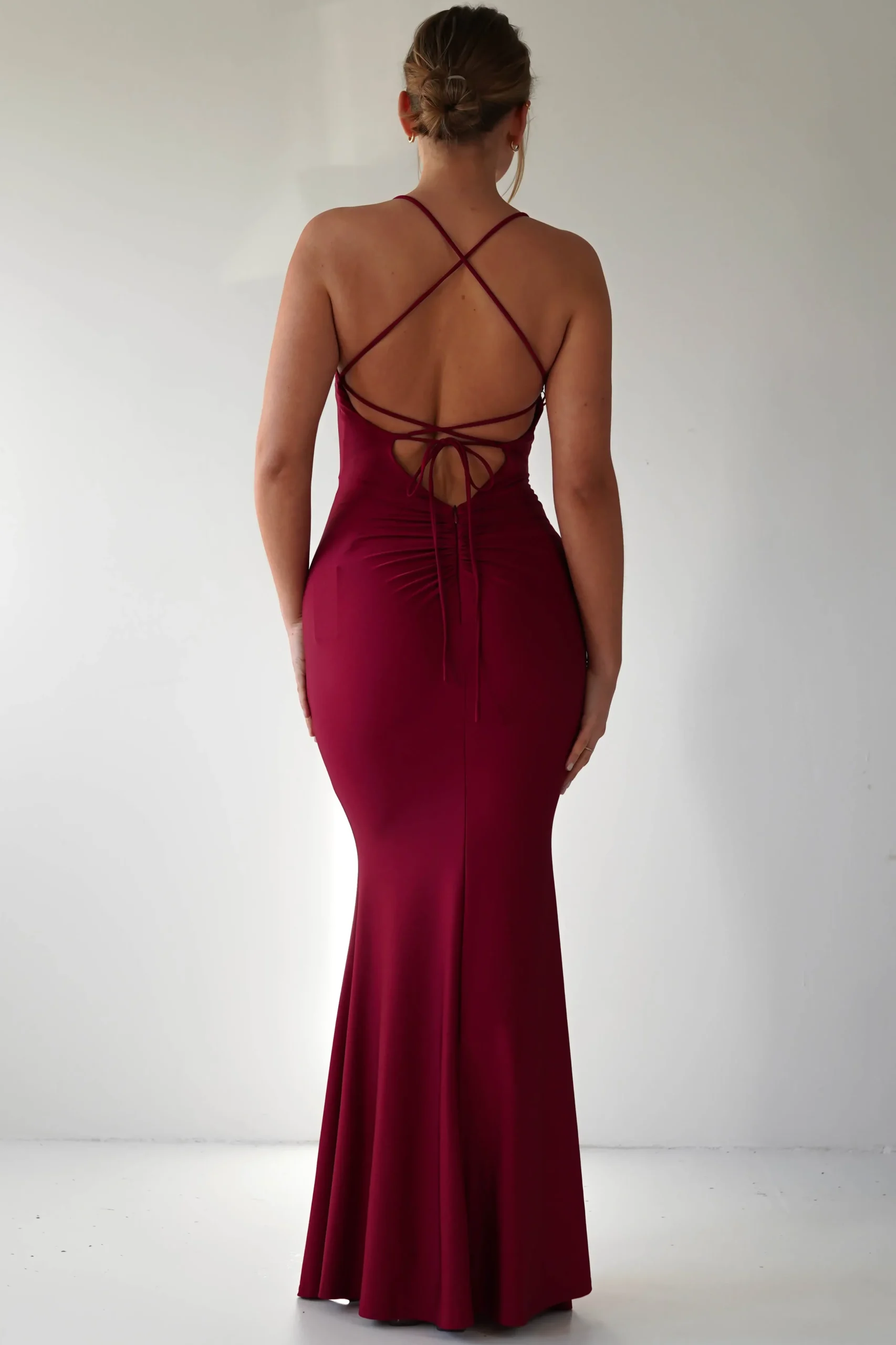 Fashion Monette Bodycon Maxi Gown | Burgundy Lange Kleider|Maxikleider