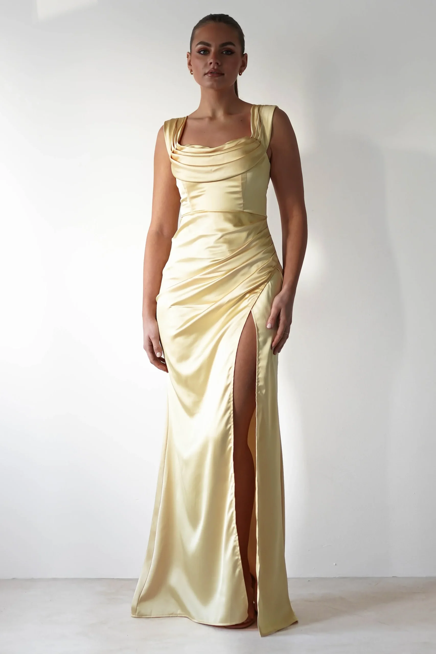 Best Monica Off The Shoulder Gown | Yellow Lange Kleider|Maxikleider