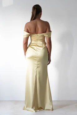 Best Monica Off The Shoulder Gown | Yellow Lange Kleider|Maxikleider