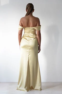 Best Monica Off The Shoulder Gown | Yellow Lange Kleider|Maxikleider
