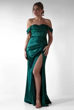Best Monica Off The Shoulder Gown | Emerald Green Lange Kleider|Maxikleider