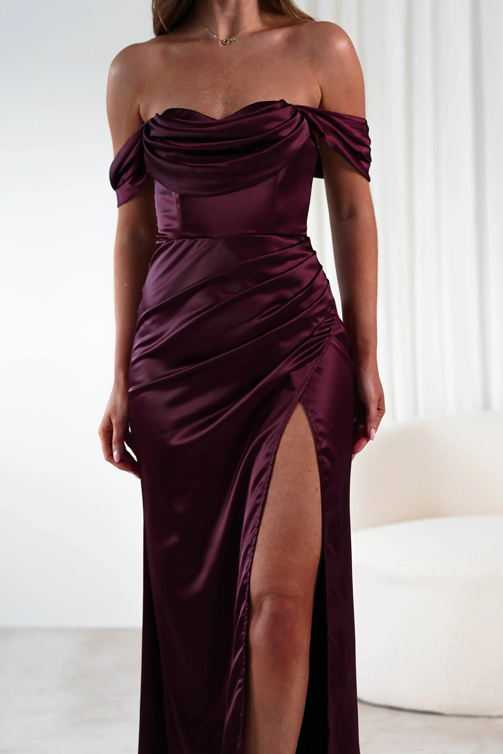 Discount Monica Off The Shoulder Gown | Wine Lange Kleider|Maxikleider
