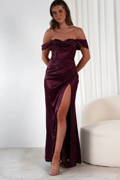 Discount Monica Off The Shoulder Gown | Wine Lange Kleider|Maxikleider