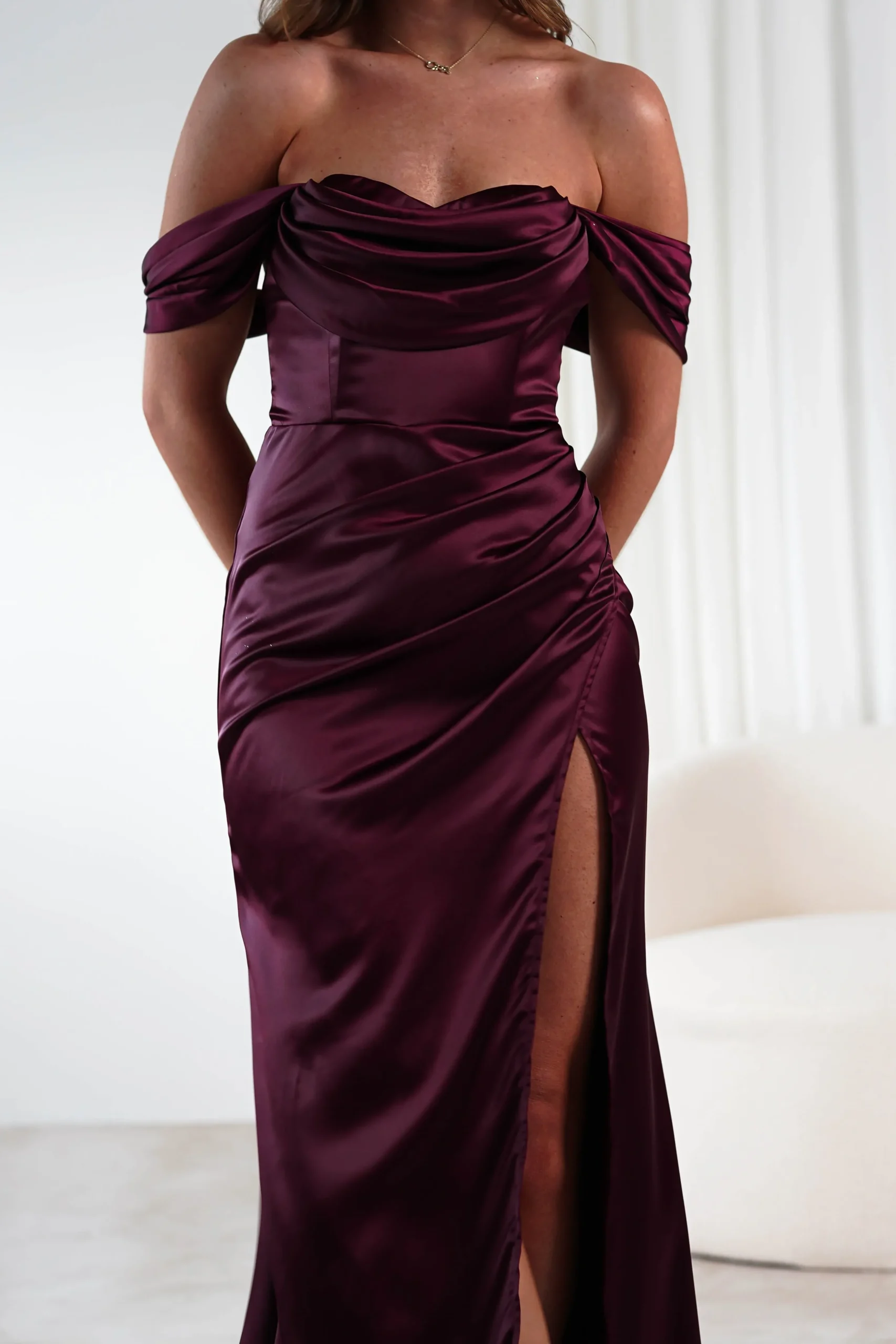 Discount Monica Off The Shoulder Gown | Wine Lange Kleider|Maxikleider