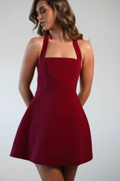 New Morocco Halterneck Mini Dress | Wine Kleider In Minilänge|Minikleider