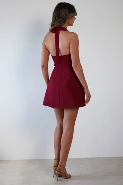 New Morocco Halterneck Mini Dress | Wine Kleider In Minilänge|Minikleider