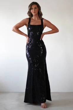 Online Nadia Square Neck Sequin Gown | Black Kleider Für Besondere Anlässe|Sommerkleider