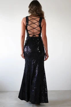 Online Nadia Square Neck Sequin Gown | Black Kleider Für Besondere Anlässe|Sommerkleider