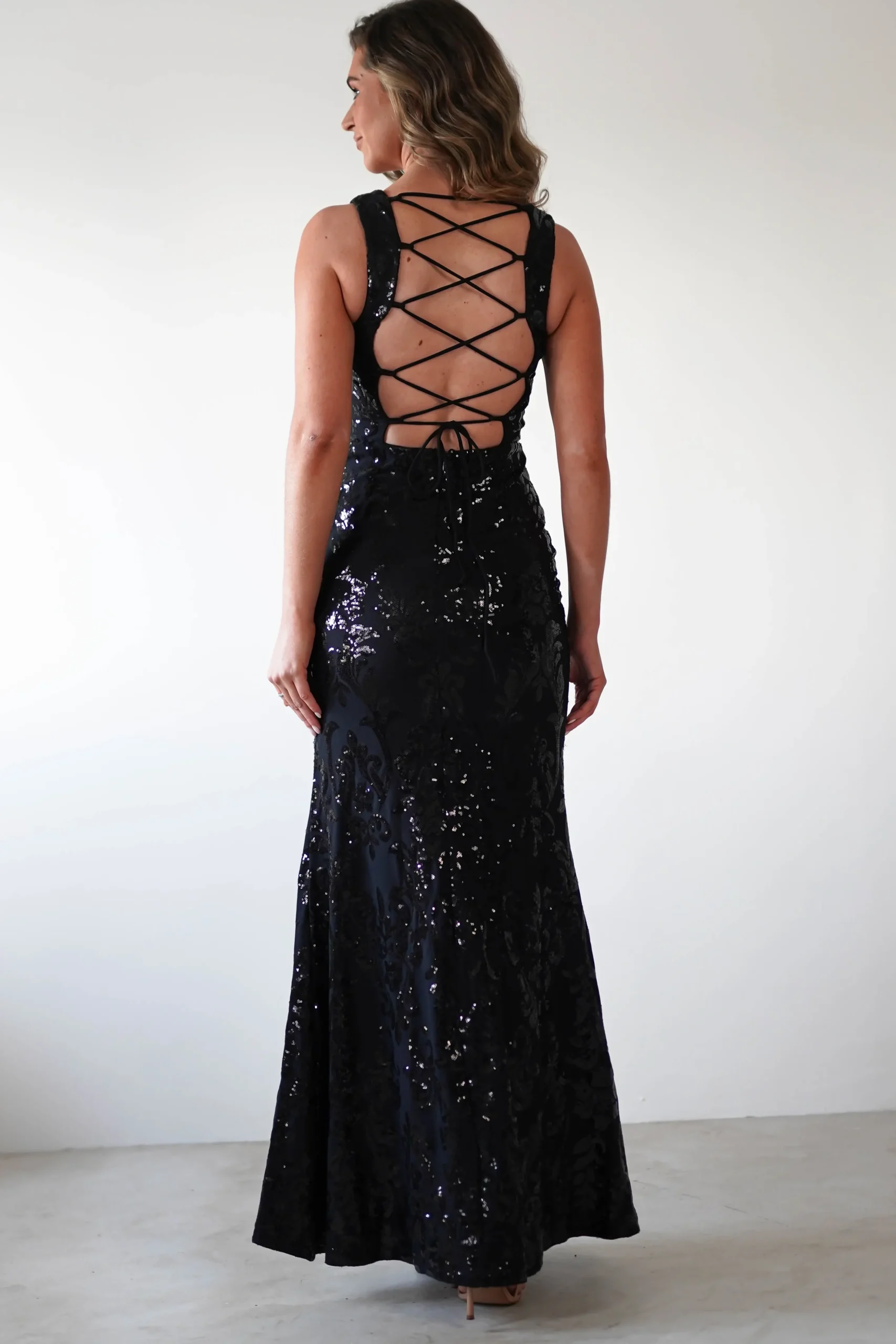 Online Nadia Square Neck Sequin Gown | Black Kleider Für Besondere Anlässe|Sommerkleider