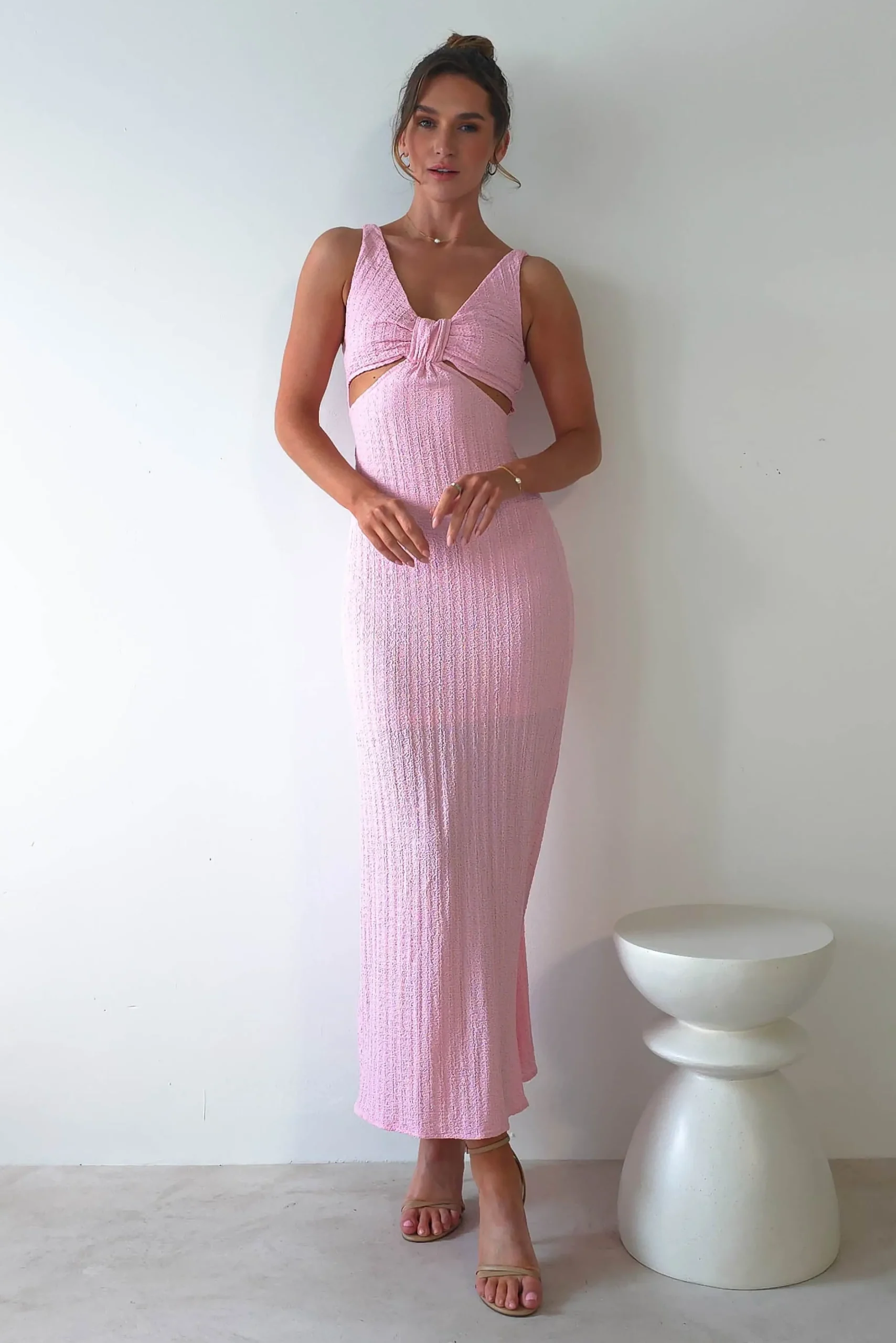 Sale Nakia Textured Maxi Dress | Pink Lange Kleider|Maxikleider