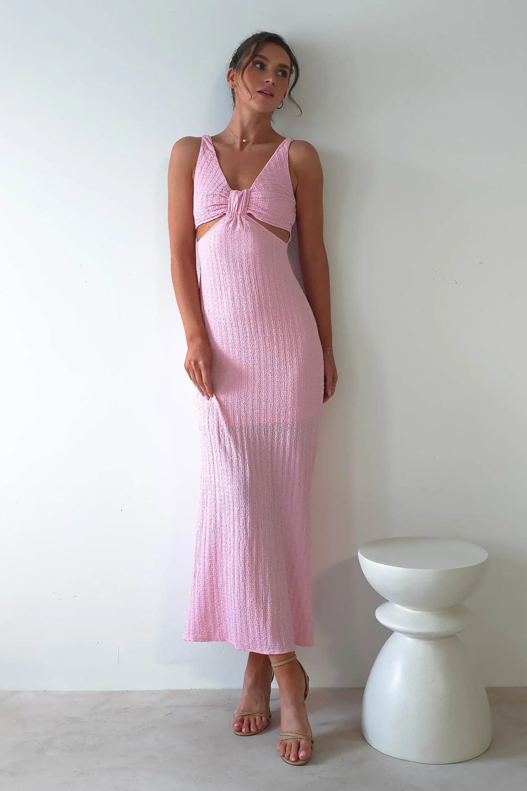 Sale Nakia Textured Maxi Dress | Pink Lange Kleider|Maxikleider