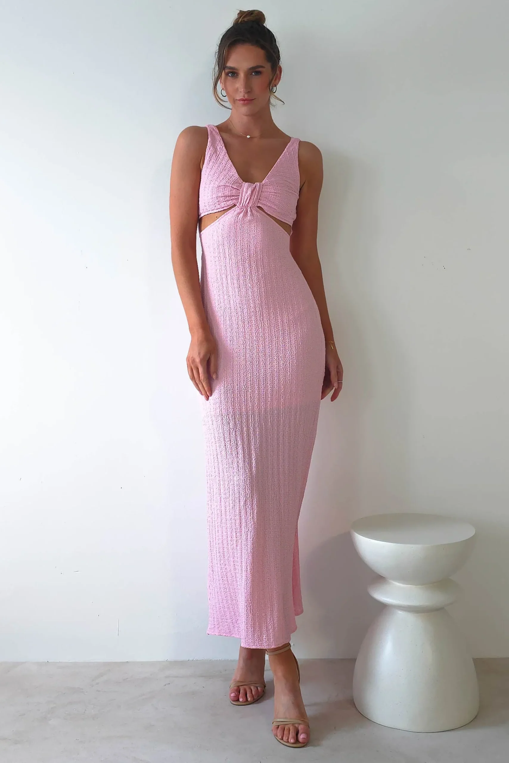 Sale Nakia Textured Maxi Dress | Pink Lange Kleider|Maxikleider