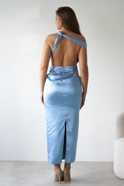 Sale Nala Satin Off The Shoulder Dress | Blue Lange Kleider|Maxikleider