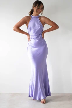 Sale Natalia Soft Satin Maxi Dress | Lavendar Lange Kleider|Maxikleider