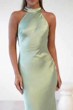 Discount Natalia Soft Satin Maxi Dress | Sage Green Lange Kleider|Maxikleider