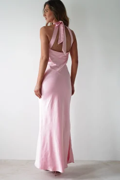 Outlet Natalia Soft Satin Maxi Dress | Pink Lange Kleider|Maxikleider