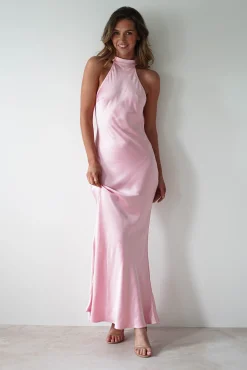 Outlet Natalia Soft Satin Maxi Dress | Pink Lange Kleider|Maxikleider