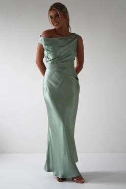 Outlet Nela Soft Off The Shoulder Maxi Dress | Sage Lange Kleider|Maxikleider