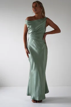Outlet Nela Soft Off The Shoulder Maxi Dress | Sage Lange Kleider|Maxikleider