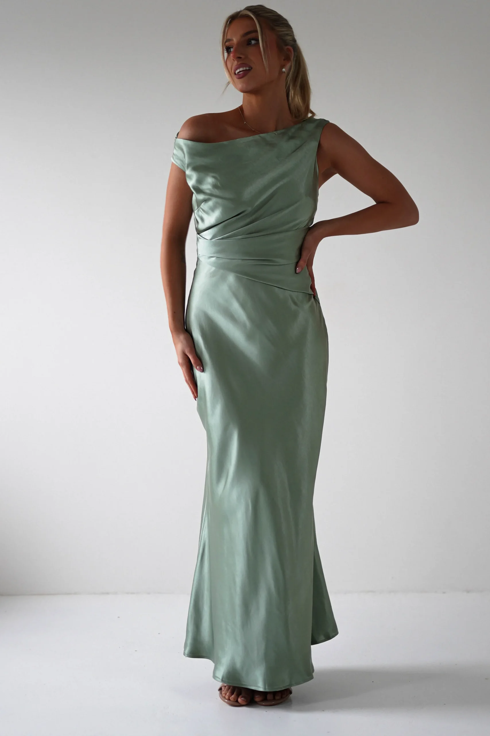 Outlet Nela Soft Off The Shoulder Maxi Dress | Sage Lange Kleider|Maxikleider