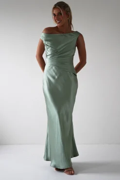 Outlet Nela Soft Off The Shoulder Maxi Dress | Sage Lange Kleider|Maxikleider