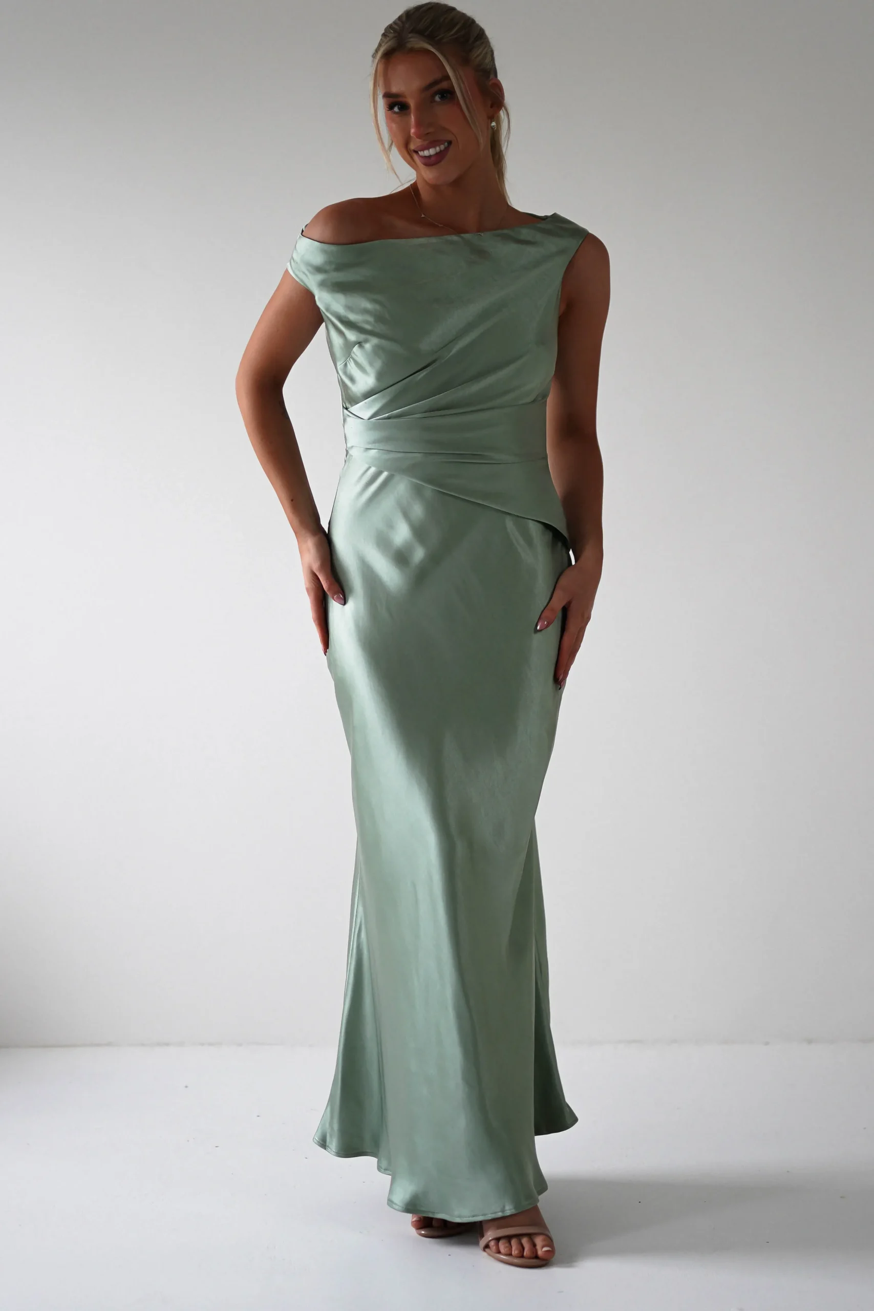 Outlet Nela Soft Off The Shoulder Maxi Dress | Sage Lange Kleider|Maxikleider