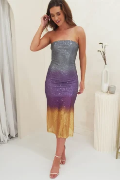 Online Neva Sequin Stapless Midi Dress | Grey Ombre Mittellange Kleider|Midi-kleider