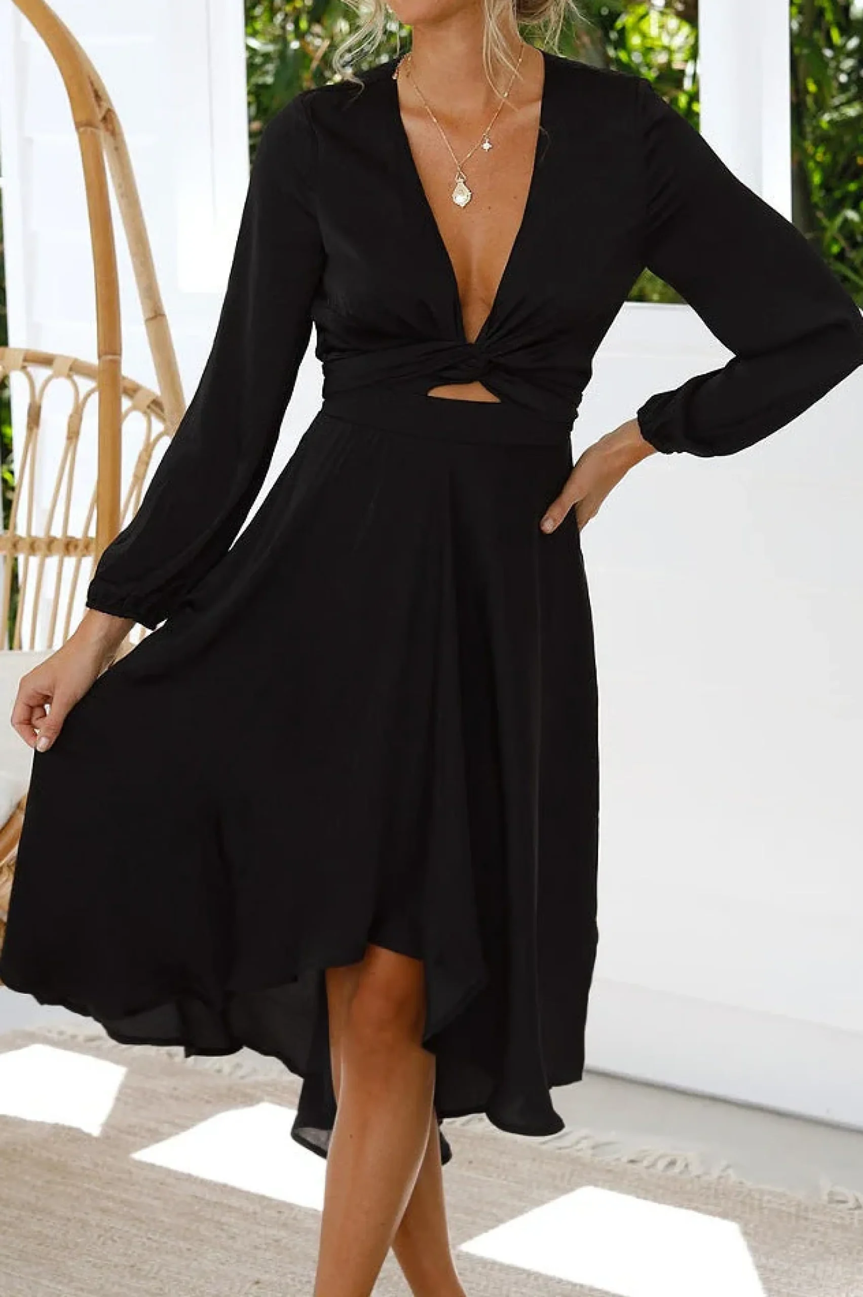 Online Nicola Satin Tie Front Midi Dress | Black Mittellange Kleider|Midi-kleider