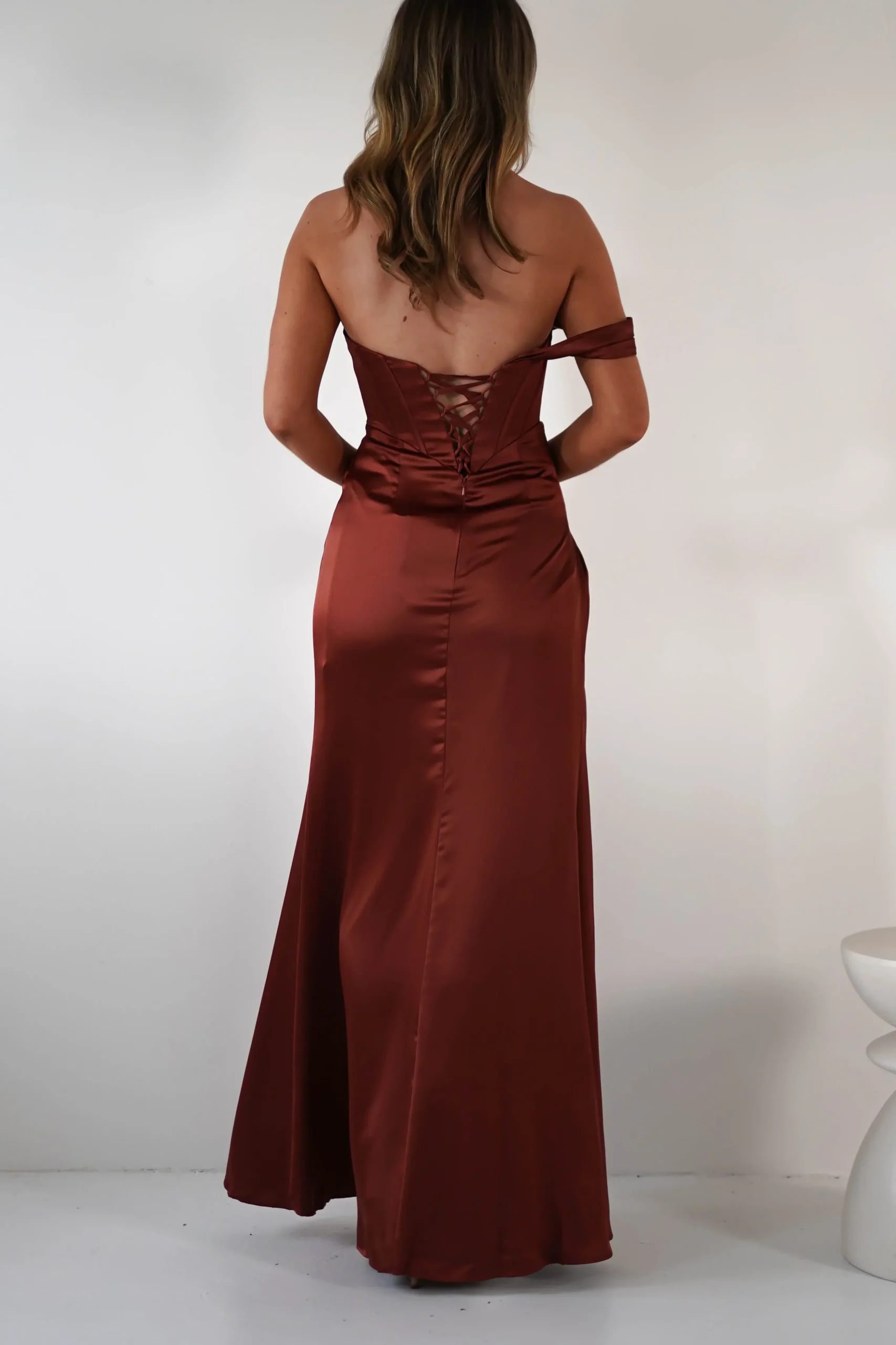 Fashion Nicolette Soft Satin Maxi Gown | Rust Lange Kleider|Maxikleider