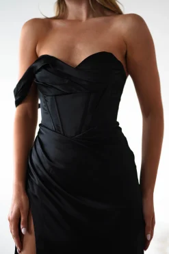 Clearance Nicolette Soft Satin Maxi Gown | Black Lange Kleider|Maxikleider