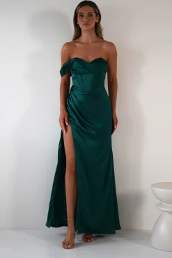Sale Nicolette Soft Satin Maxi Gown | Emerald Green Lange Kleider|Maxikleider