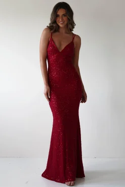 New Nina Beaded Bodycon Gown | Red Lange Kleider|Maxikleider