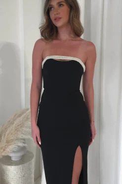 Fashion Nylia Strapless Bodycon Maxi Dress | Black Lange Kleider|Maxikleider