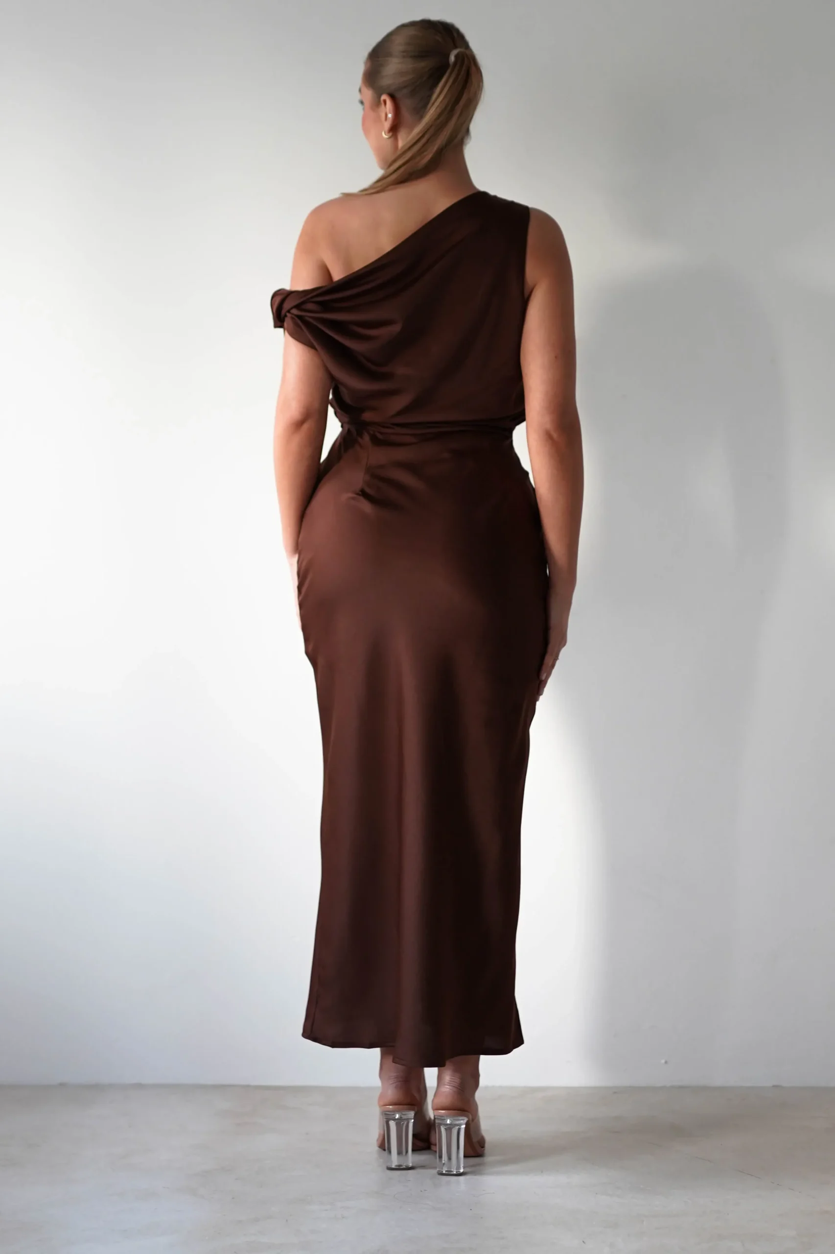 Clearance Odelle Soft Off The Shoulder Maxi | Brown Lange Kleider|Maxikleider