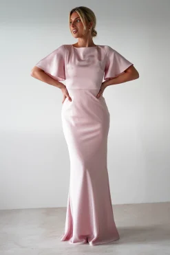 Sale Olivia Soft Matte Satin Maxi Dress | Blush Pink Lange Kleider|Maxikleider
