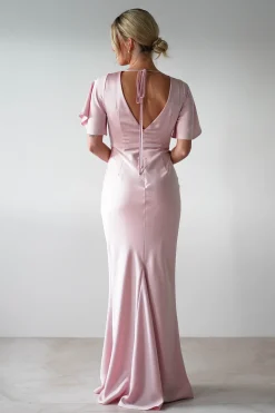 Sale Olivia Soft Matte Satin Maxi Dress | Blush Pink Lange Kleider|Maxikleider