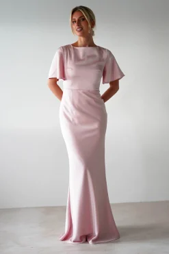 Sale Olivia Soft Matte Satin Maxi Dress | Blush Pink Lange Kleider|Maxikleider