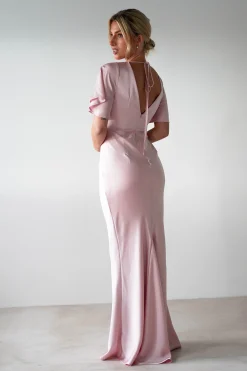 Sale Olivia Soft Matte Satin Maxi Dress | Blush Pink Lange Kleider|Maxikleider