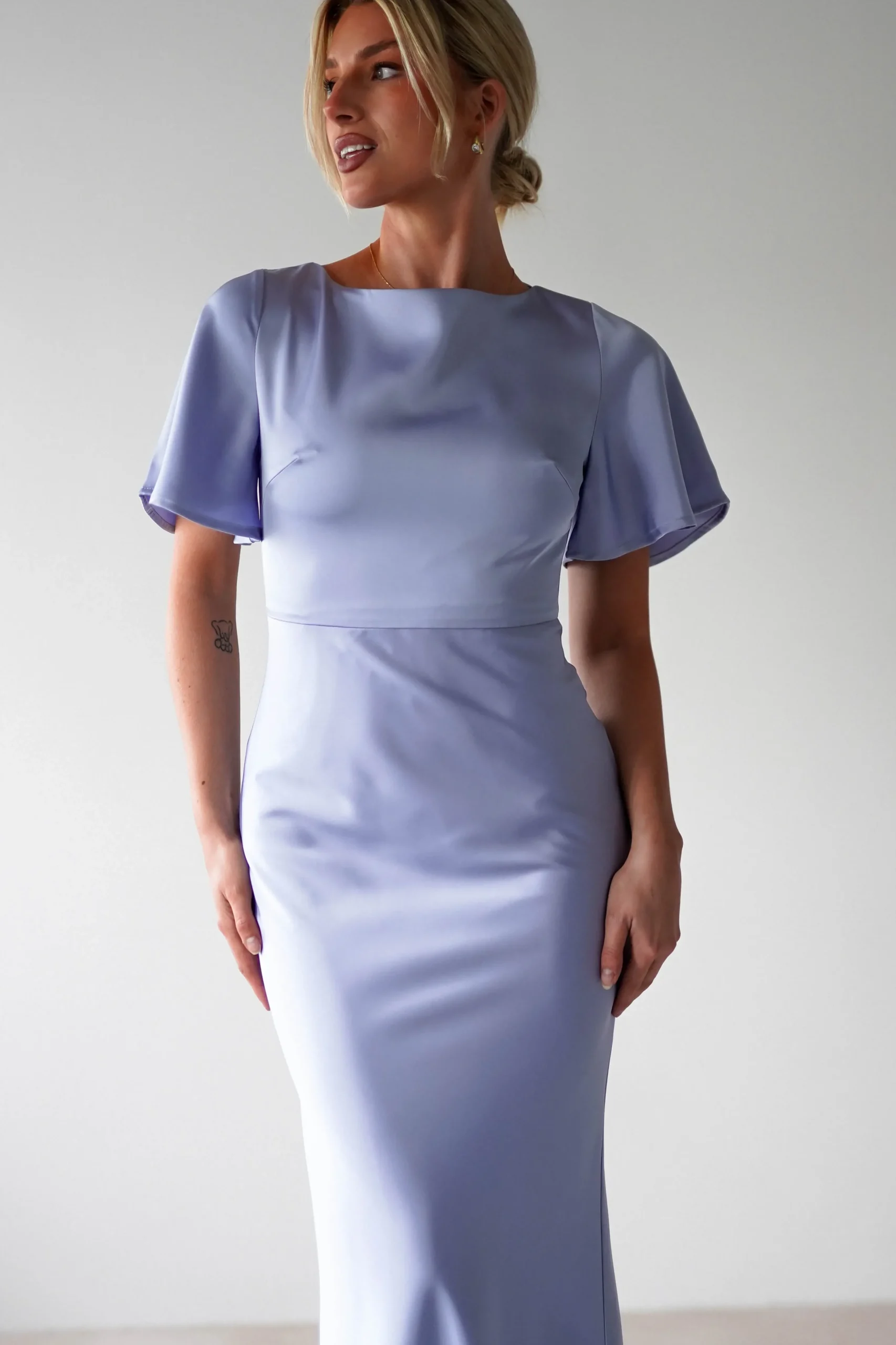 Best Olivia Soft Matte Satin Maxi Dress | Periwinkle Blue Lange Kleider|Maxikleider