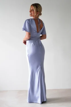 Best Olivia Soft Matte Satin Maxi Dress | Periwinkle Blue Lange Kleider|Maxikleider