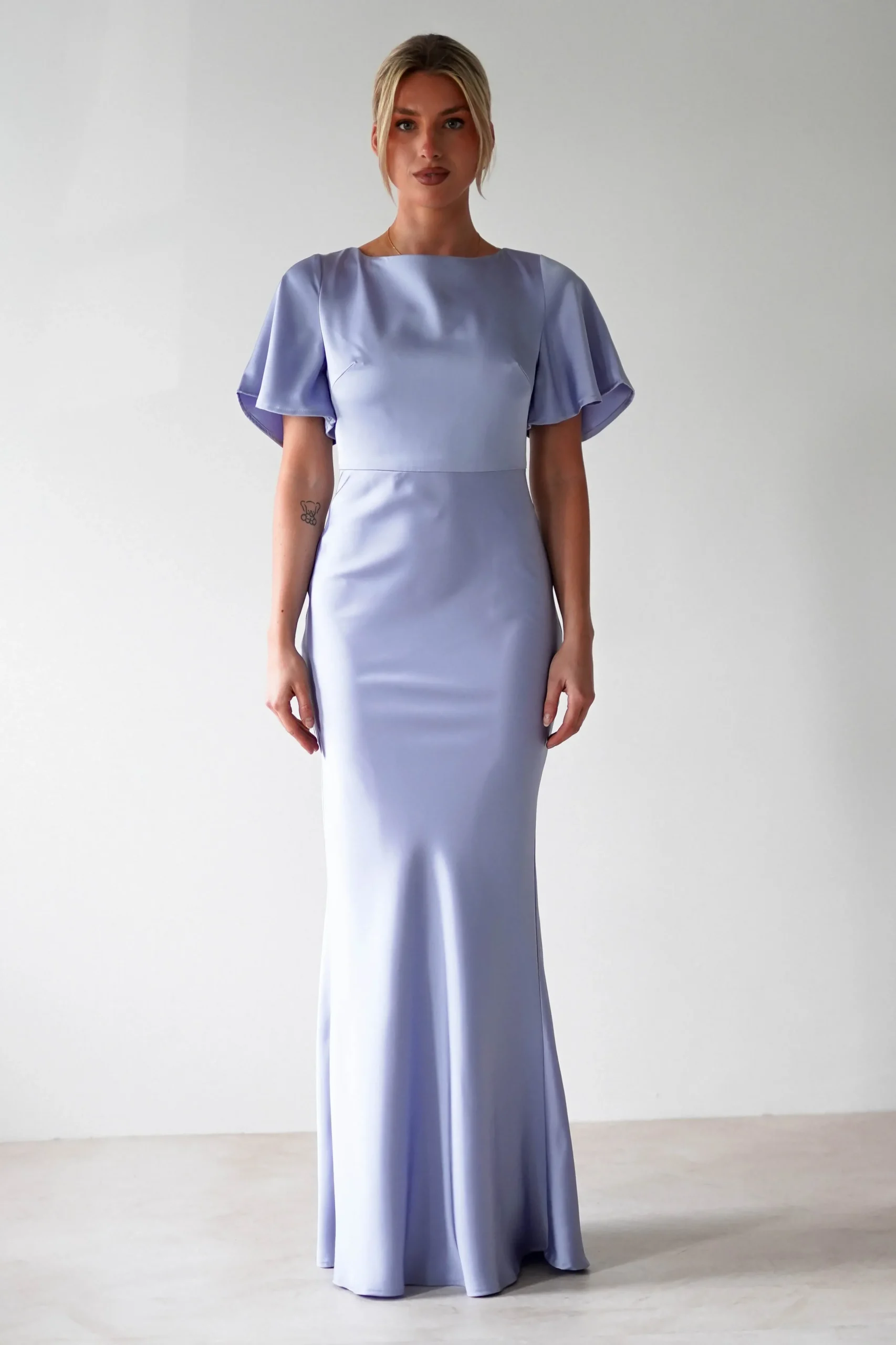 Best Olivia Soft Matte Satin Maxi Dress | Periwinkle Blue Lange Kleider|Maxikleider
