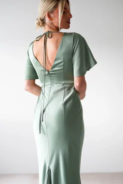 Hot Olivia Soft Matte Satin Maxi Dress | Olive Lange Kleider|Maxikleider