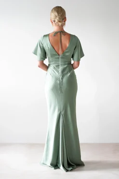 Hot Olivia Soft Matte Satin Maxi Dress | Olive Lange Kleider|Maxikleider