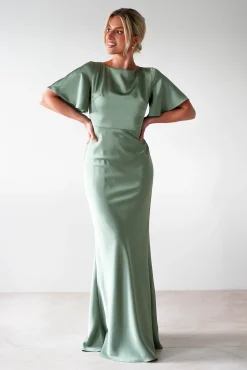 Hot Olivia Soft Matte Satin Maxi Dress | Olive Lange Kleider|Maxikleider