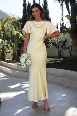 Best Olivia Soft Matte Satin Maxi Dress | Yellow Lange Kleider|Maxikleider
