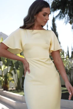 Best Olivia Soft Matte Satin Maxi Dress | Yellow Lange Kleider|Maxikleider