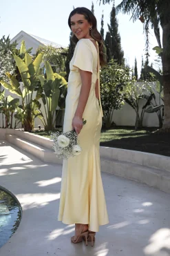 Best Olivia Soft Matte Satin Maxi Dress | Yellow Lange Kleider|Maxikleider