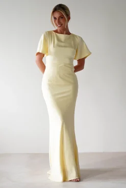 Best Olivia Soft Matte Satin Maxi Dress | Yellow Lange Kleider|Maxikleider